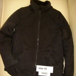Ivivva by Lululemon Girl thick black reversible sherpa jacket size 10 thumbholes